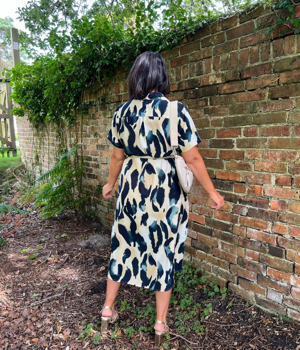 Emerald Leopard Print Midi Dress