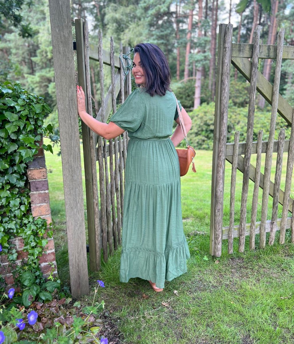 Khaki Button Through Maxi Dress