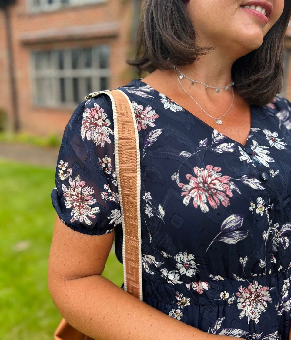 Navy Floral Tiered Maxi Dress