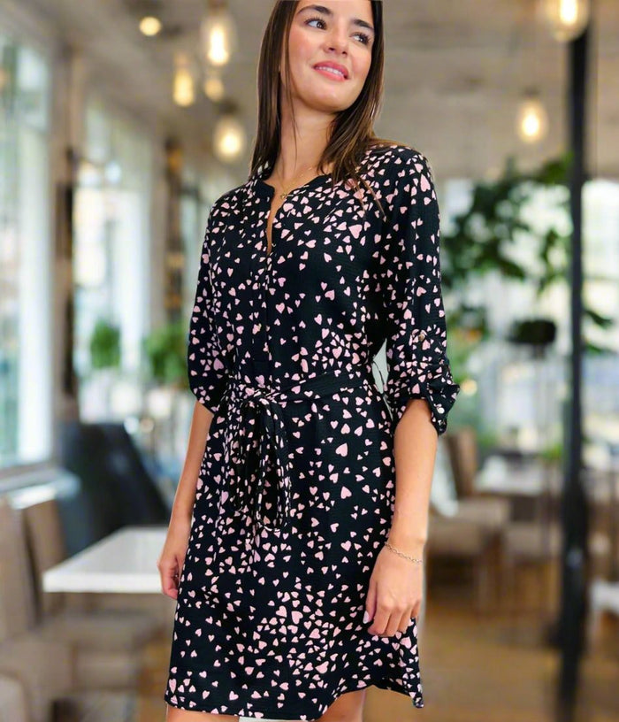 Heart print shirt dress best sale