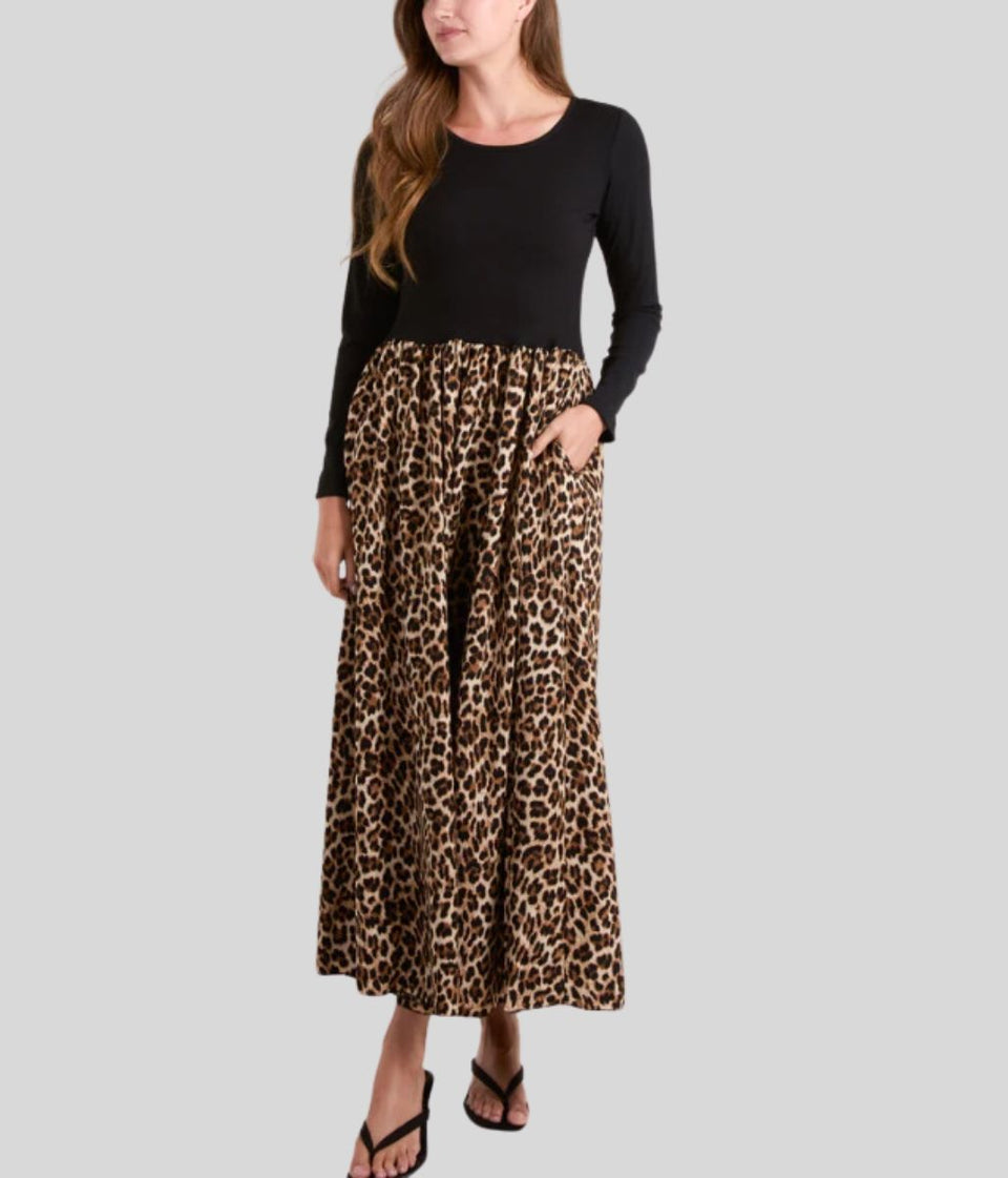 Mocha Leopard Midi Dress