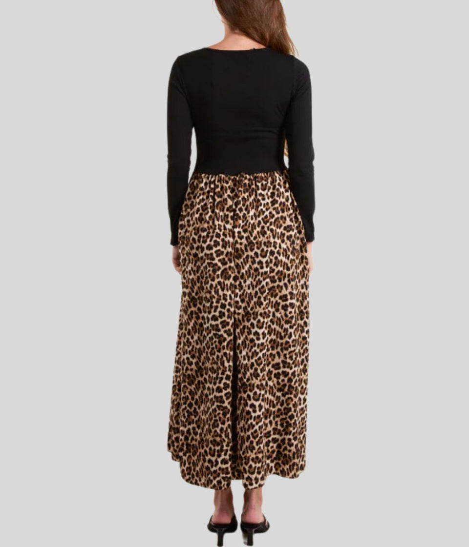 Mocha Leopard Midi Dress