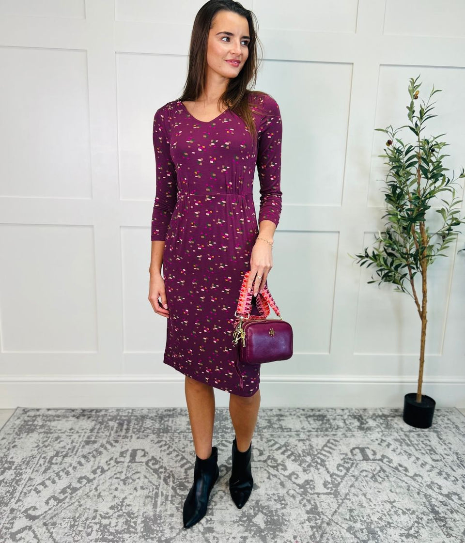 Tallie Plum Print Midi Dress