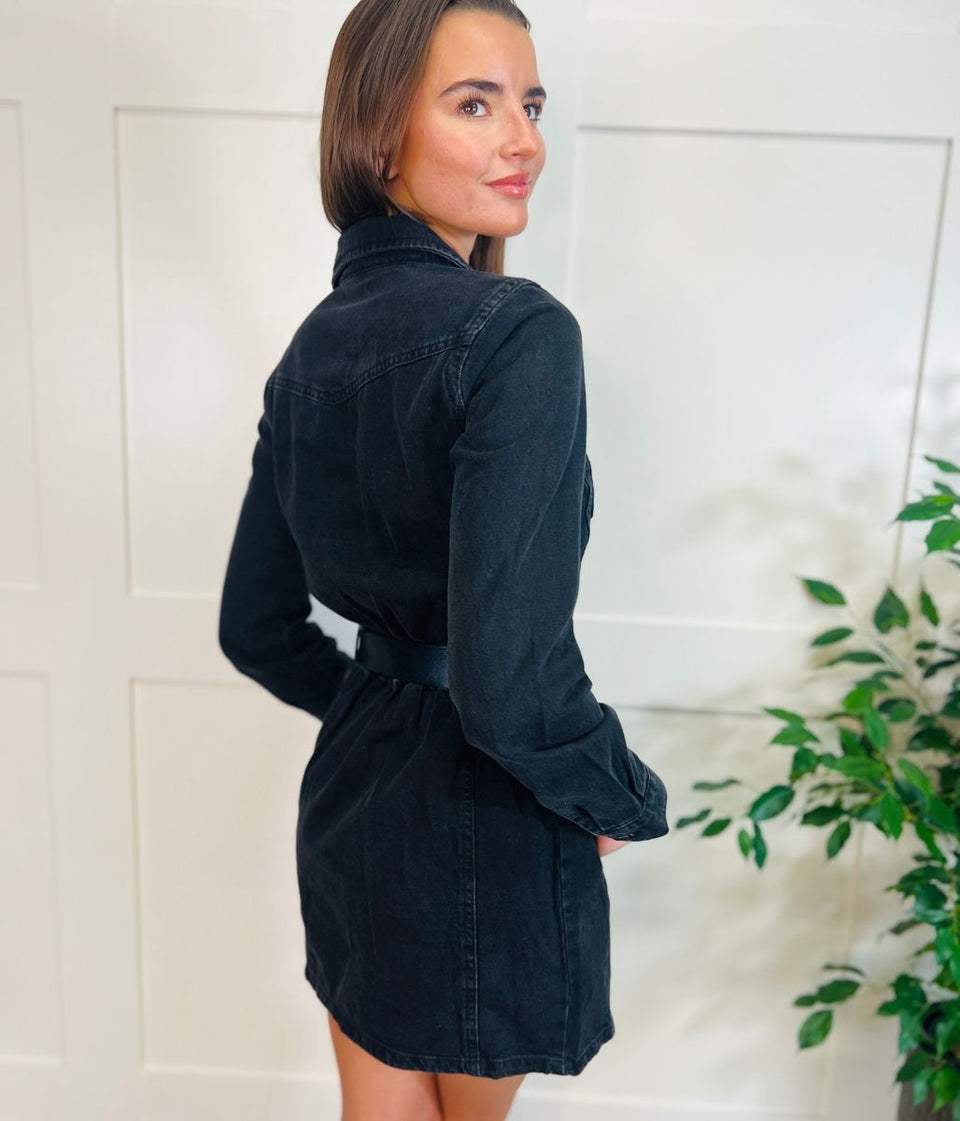 Black Denim Shirt Dress