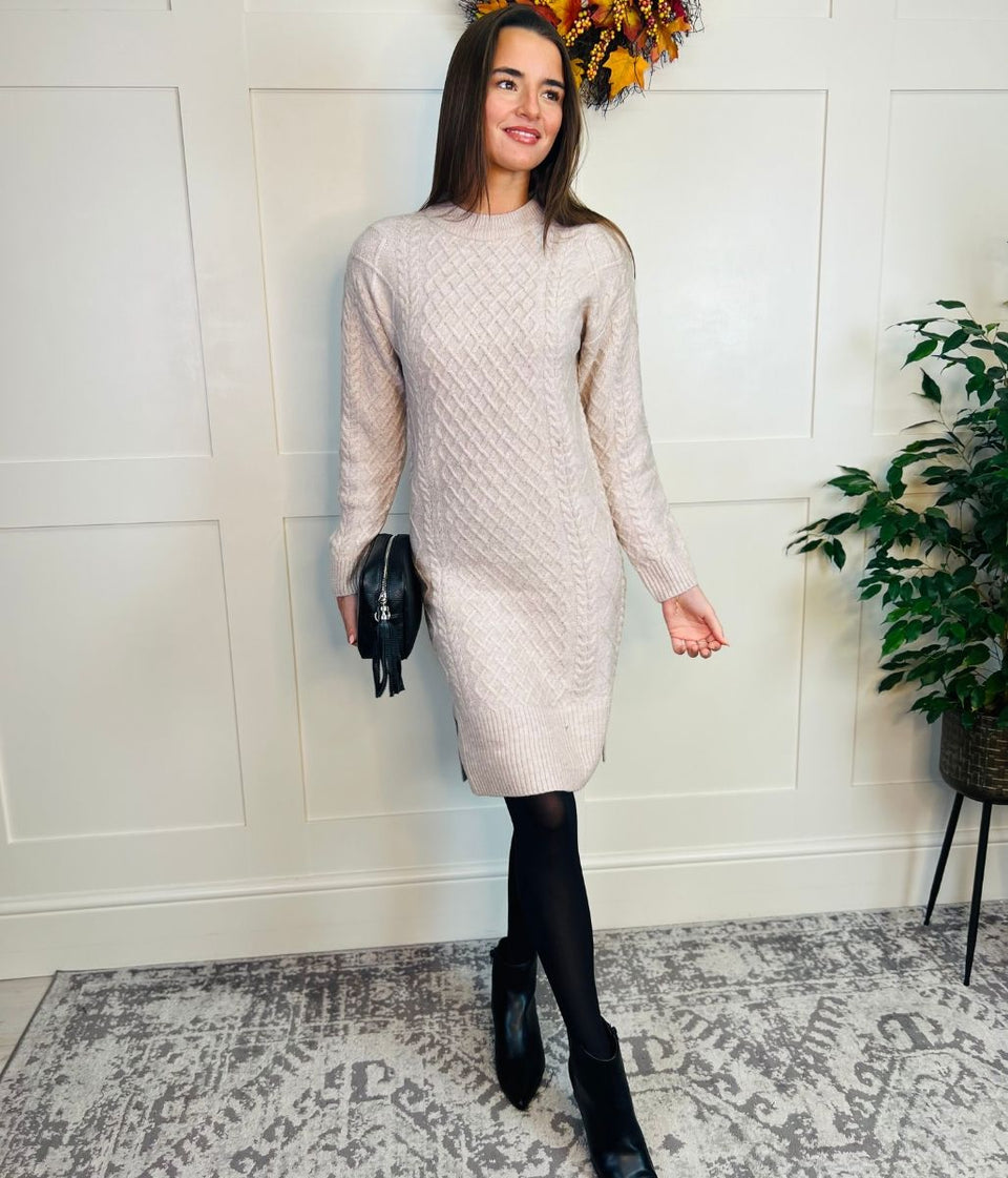 Natural Cable Knit Jumper Dress