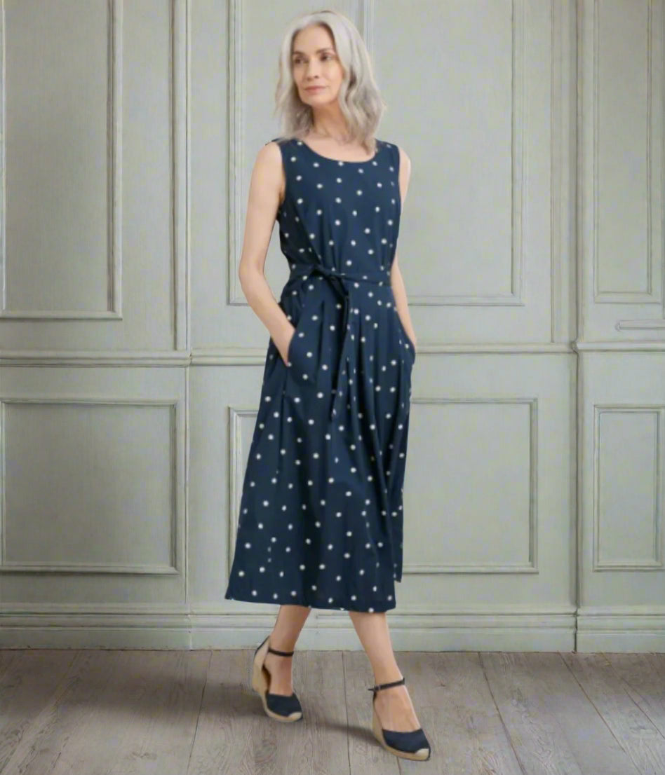 Navy Polka Dot Belle Dress