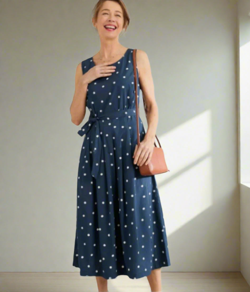 Navy Polka Dot Belle Dress