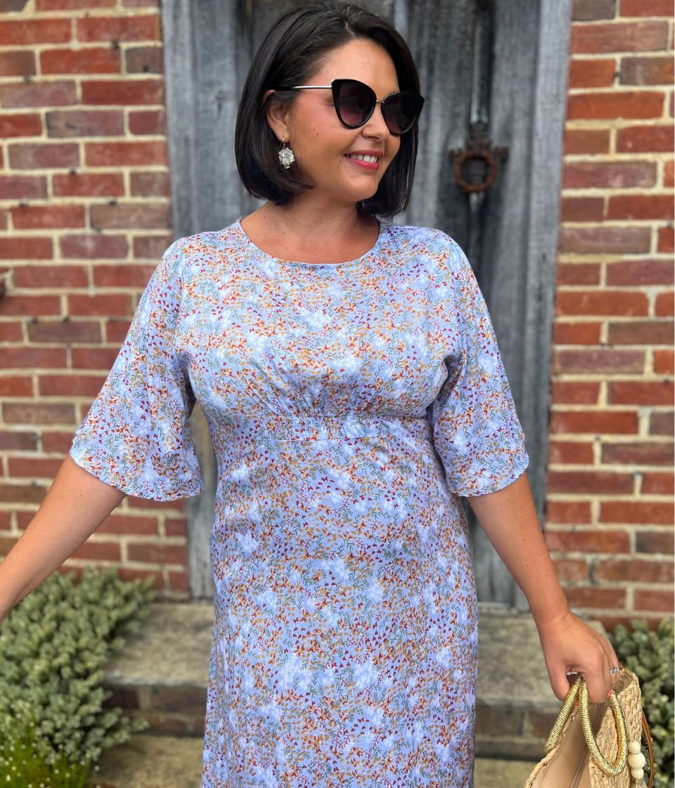 Pretty Lilac Ditsy Midi Summer Dress