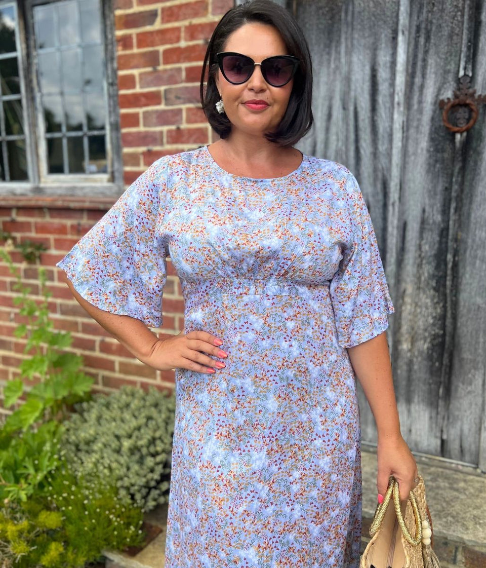 Pretty Lilac Ditsy Midi Summer Dress