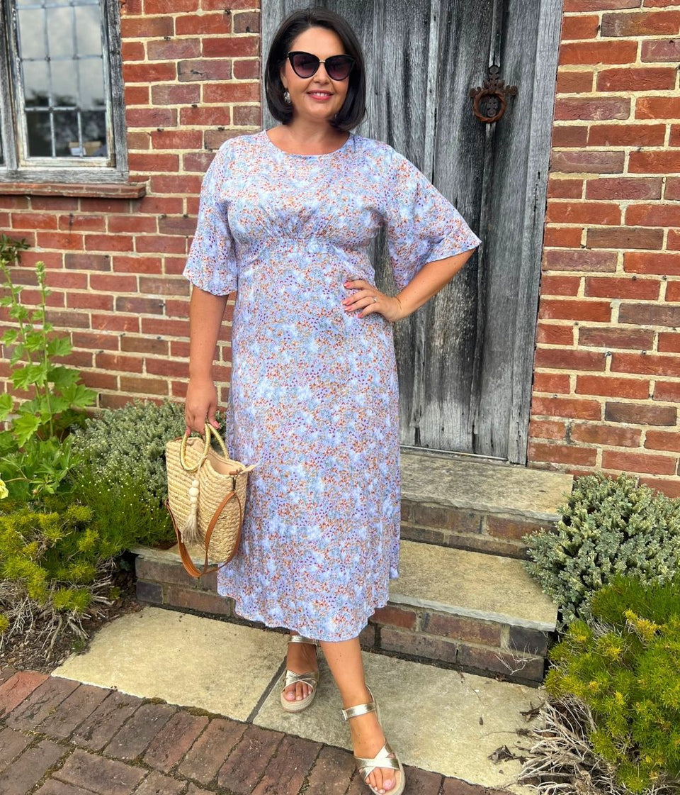 Pretty Lilac Ditsy Midi Summer Dress