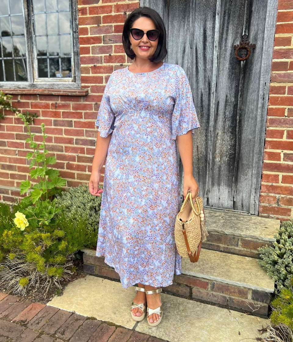 Pretty Lilac Ditsy Midi Summer Dress