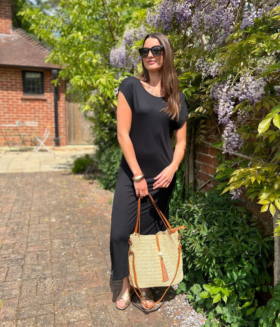 Black Casual Midi Dress