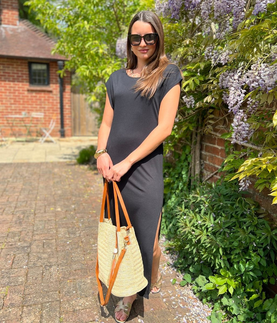 Black Casual Midi Dress