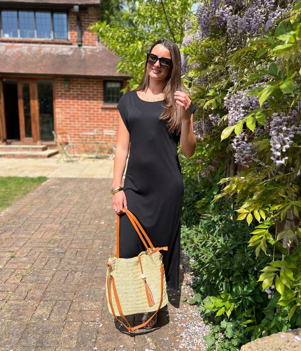 Black Casual Midi Dress