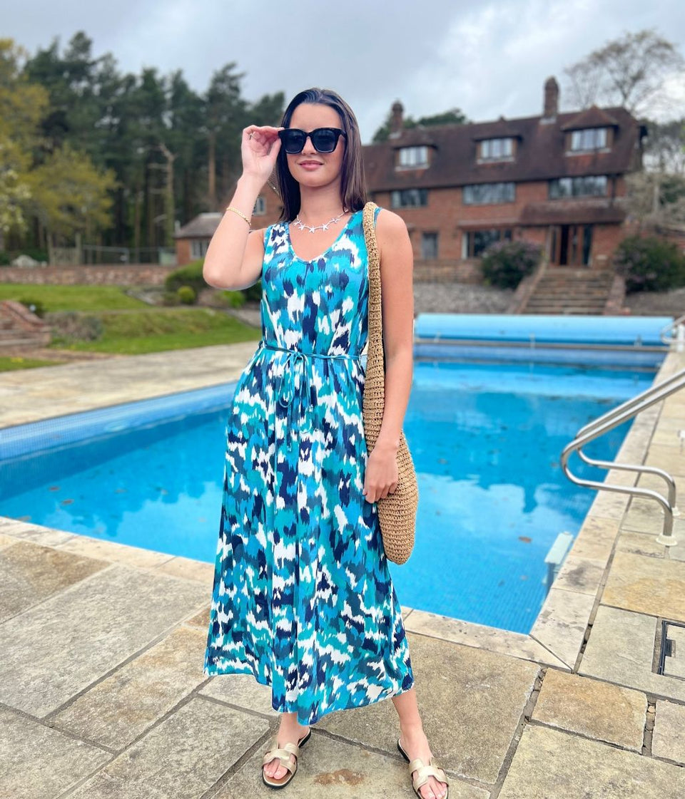 blue summer sundress beach dress front