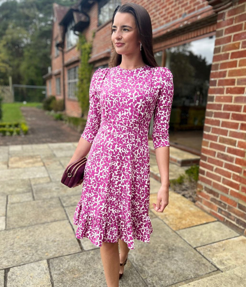 Pink Flower Print Ami Jersey Dress