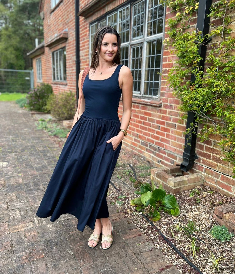 Navy Hallie Sleeveless Dress