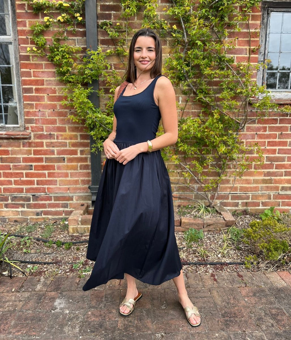 Navy Hallie Sleeveless Dress