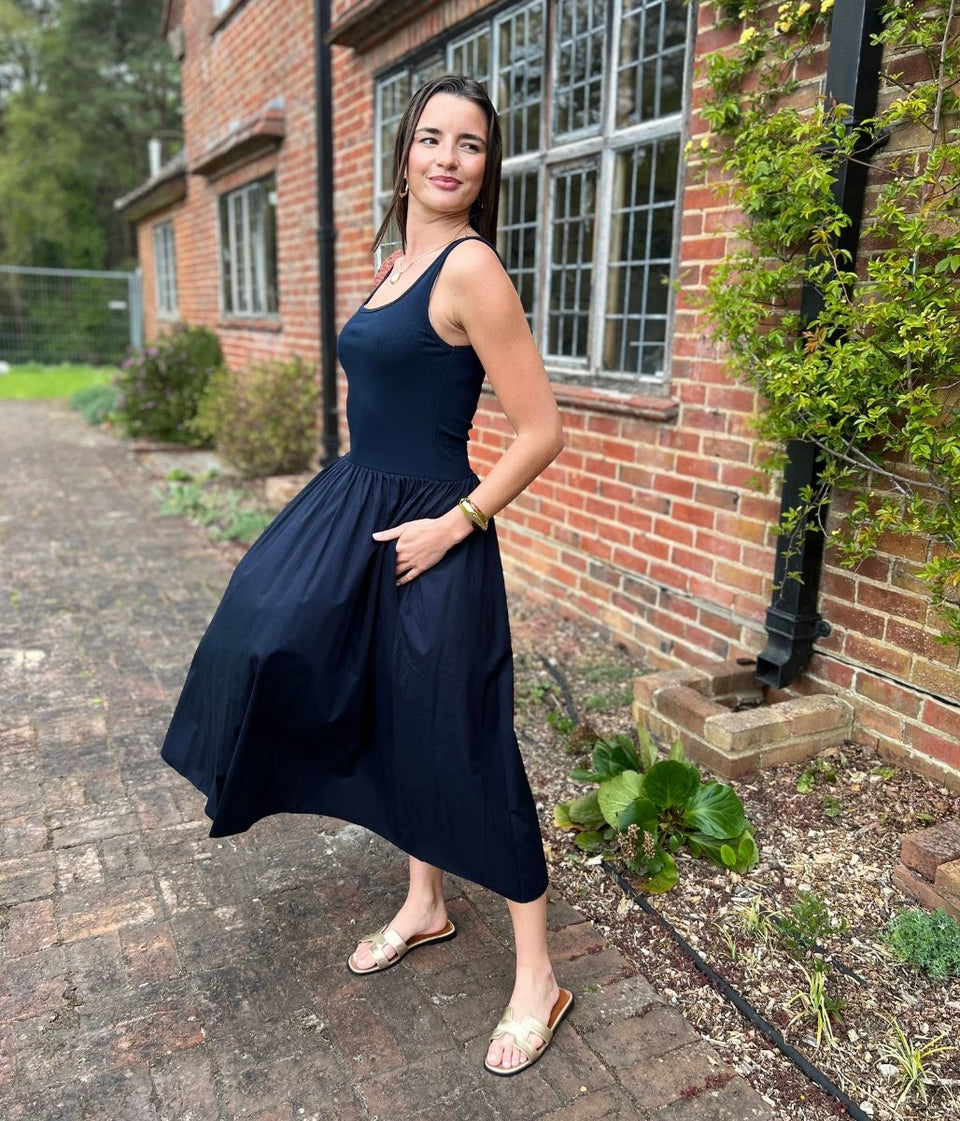 Navy Hallie Sleeveless Dress