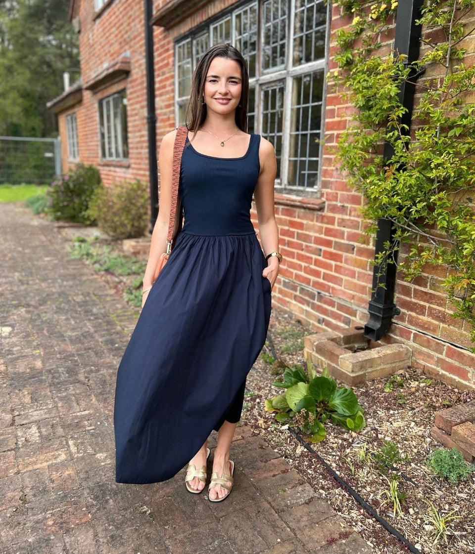 Navy Hallie Sleeveless Dress
