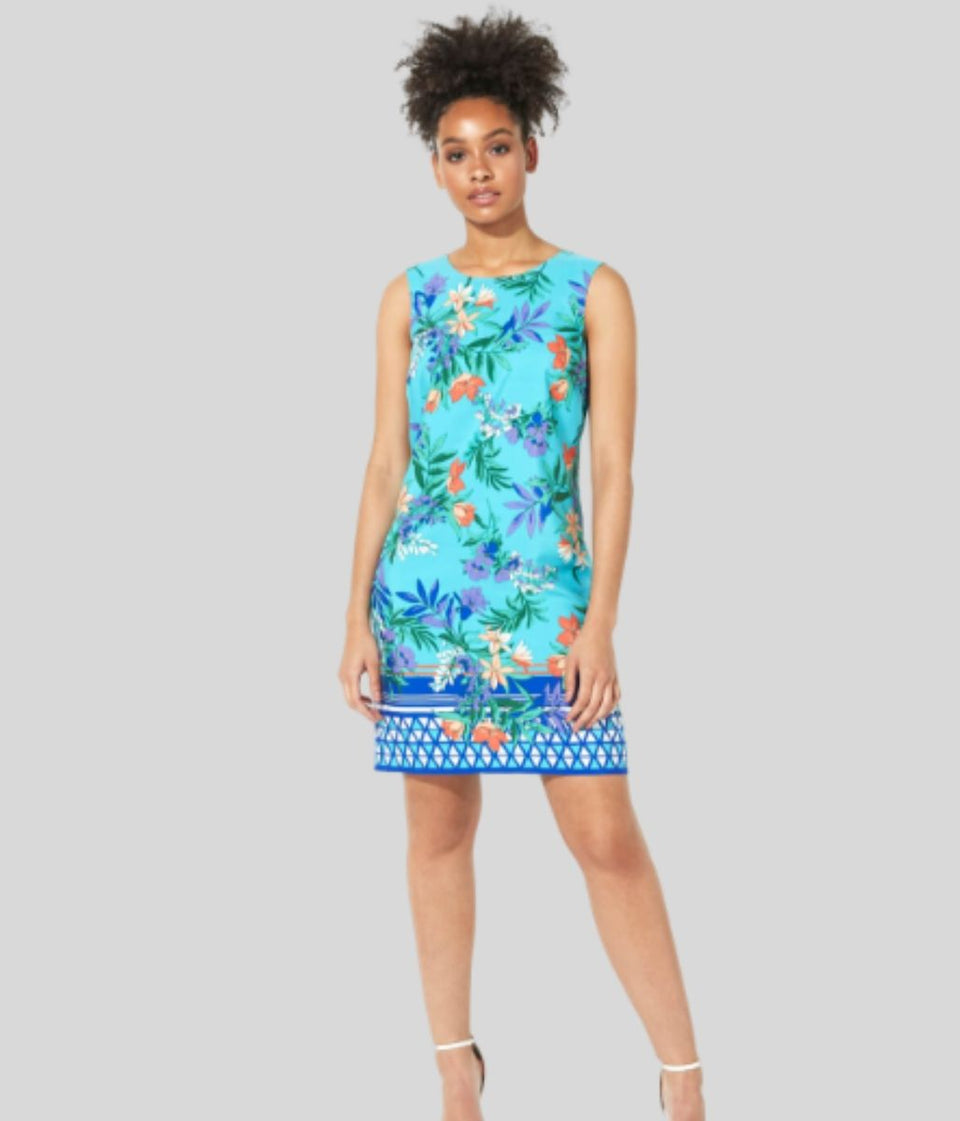 Turquoise shift dress from Roman summer sundress Full body 