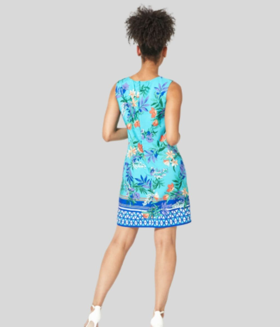 Turquoise shift dress summer sundress back 