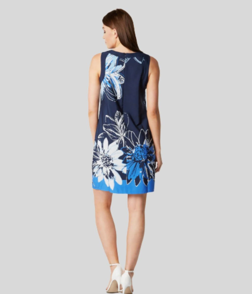 Navy Floral Print Shift Dress