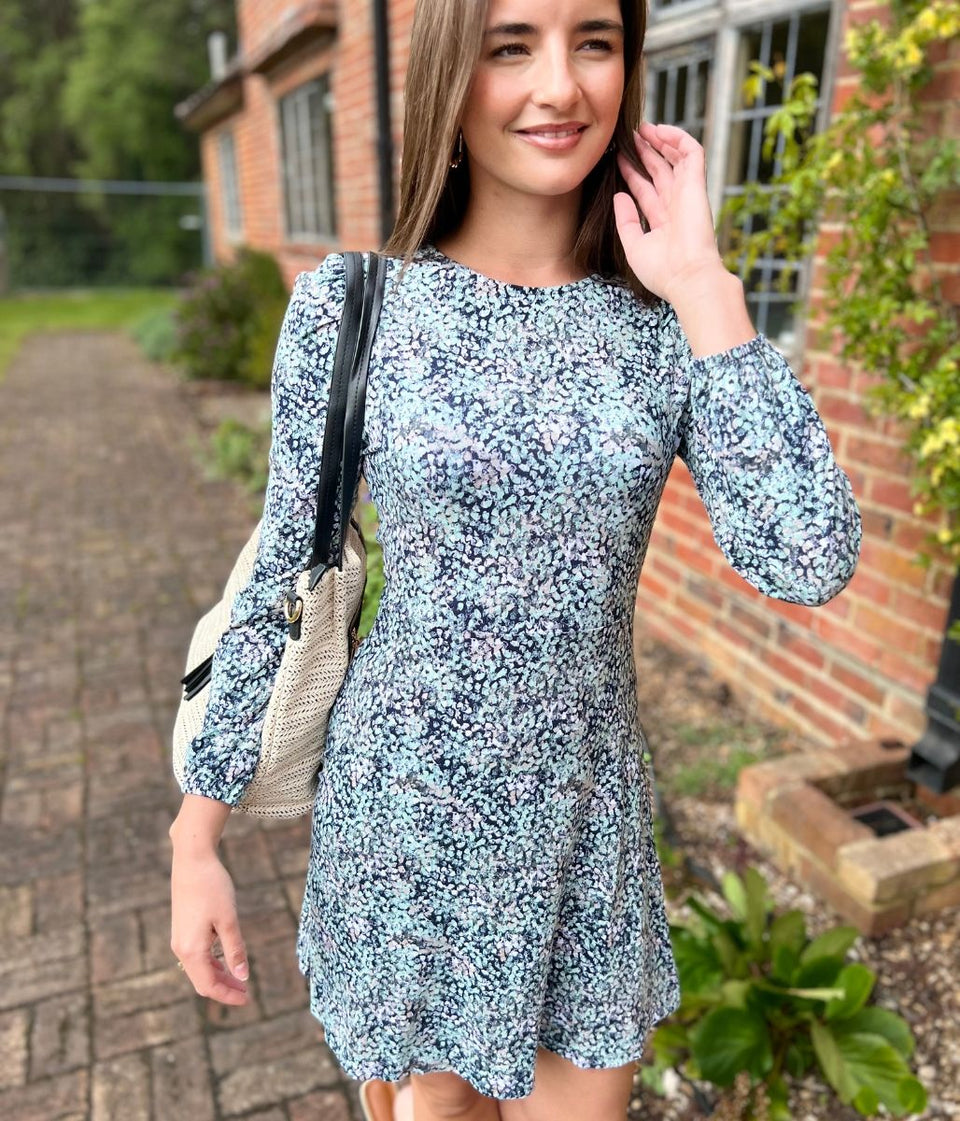 Abstract Print Jersey Skater Dress
