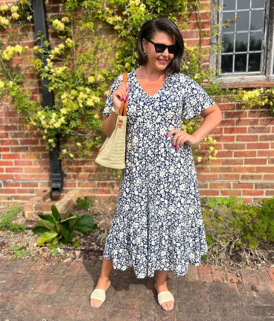 Navy Hannah Midi Dress