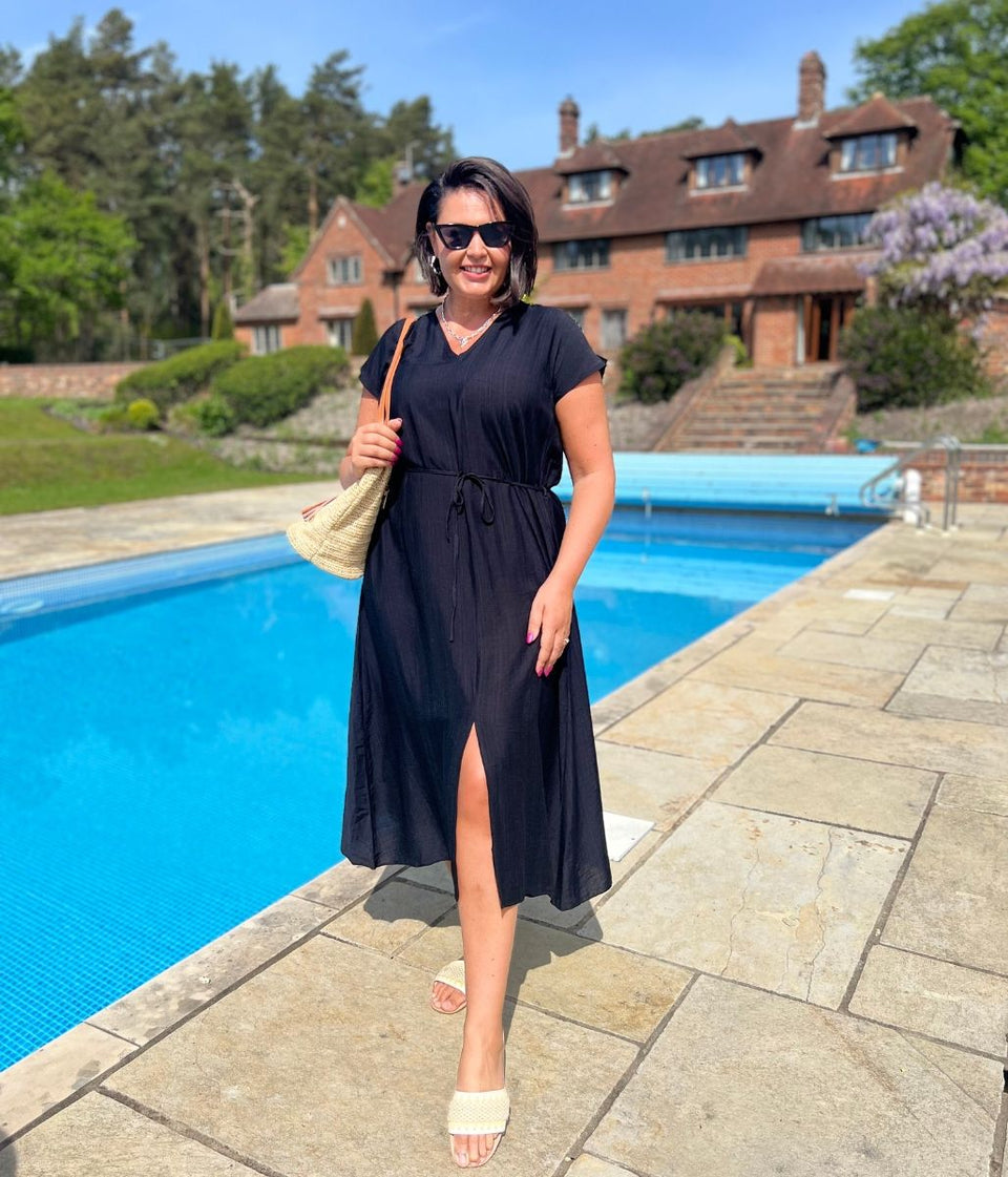 Black Abbie Midi Dress