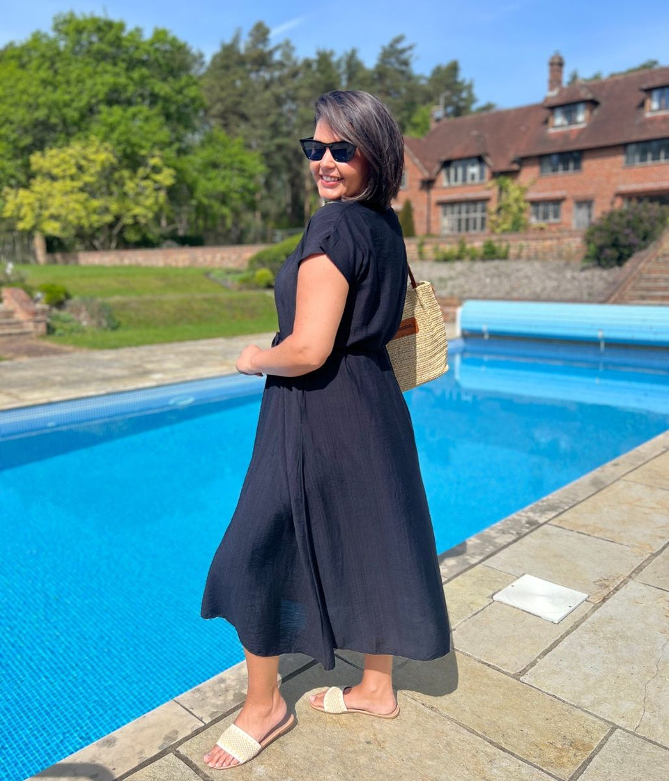 Black Abbie Midi Dress