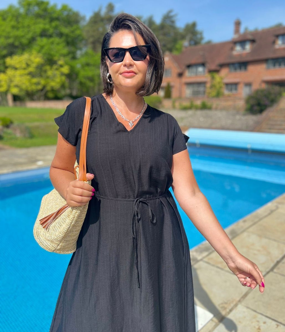 Black Abbie Midi Dress