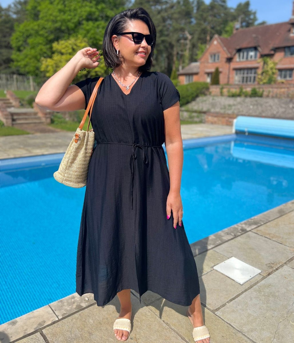 Black Abbie Midi Dress