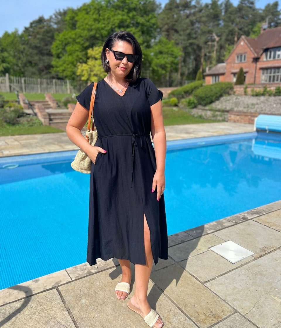 Black Abbie Midi Dress