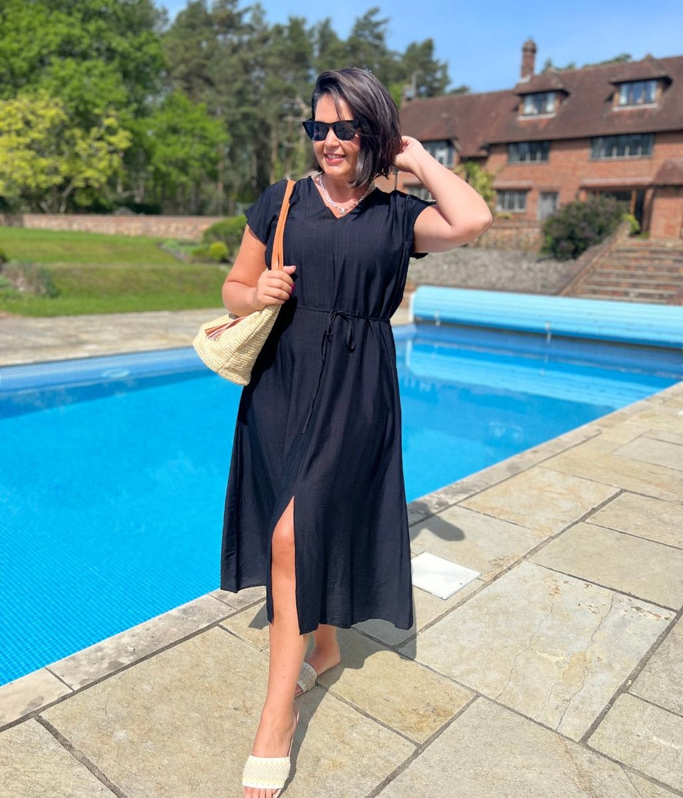 Black Abbie Midi Dress