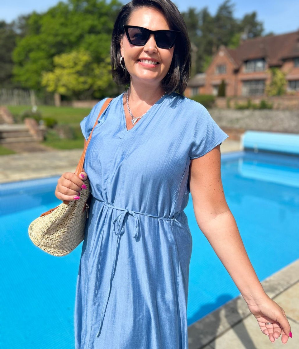 Blue Abbie Midi Dress