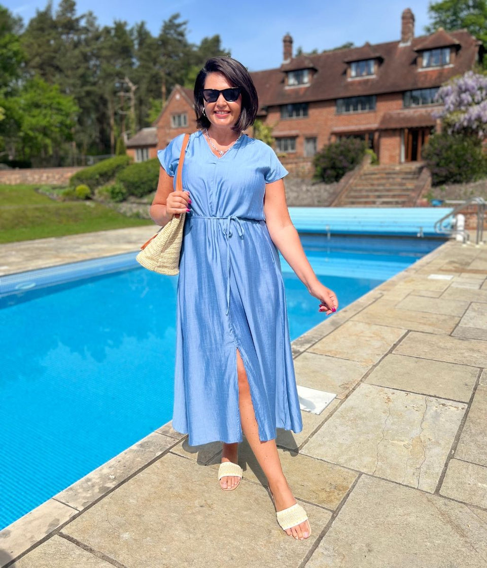 Blue Abbie Midi Dress