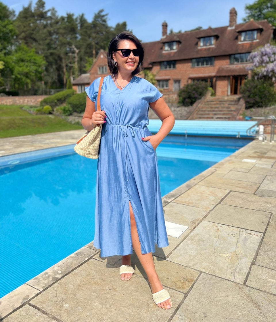 Blue Abbie Midi Dress