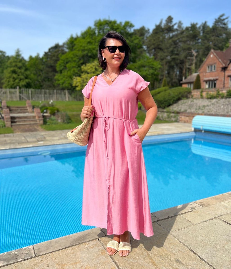 Pink Abbie Midi Dress