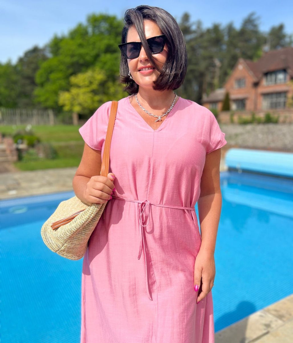 Pink Abbie Midi Dress