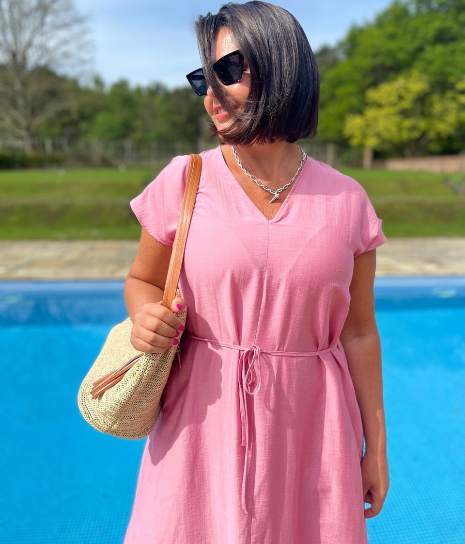 Pink Abbie Midi Dress