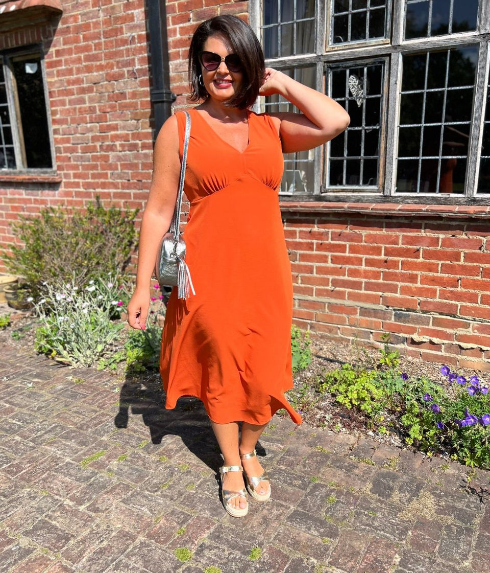 Orange Brionie Midi Dress