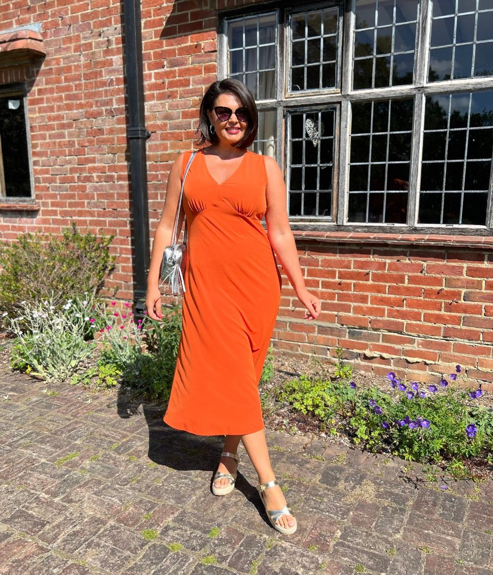 Orange Brionie Midi Dress