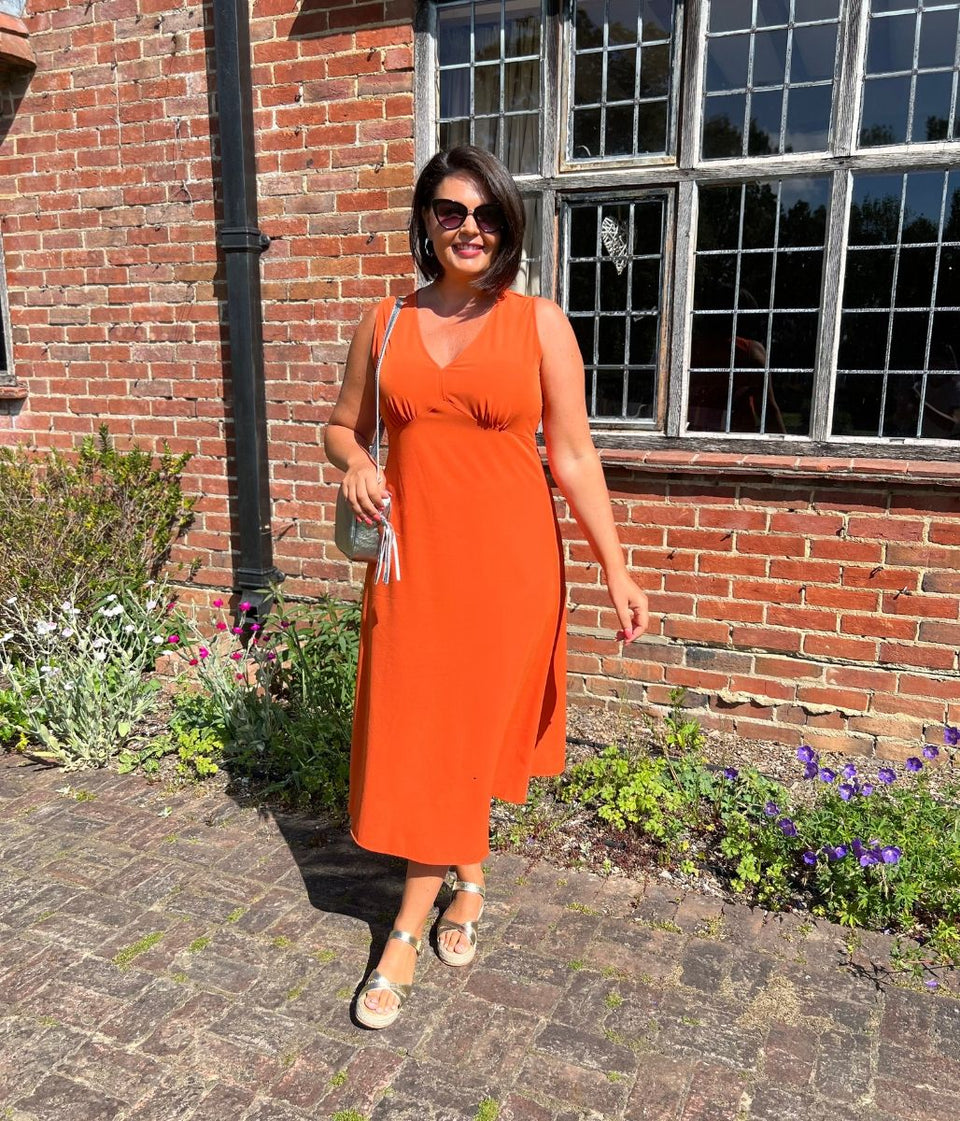 Orange Brionie Midi Dress