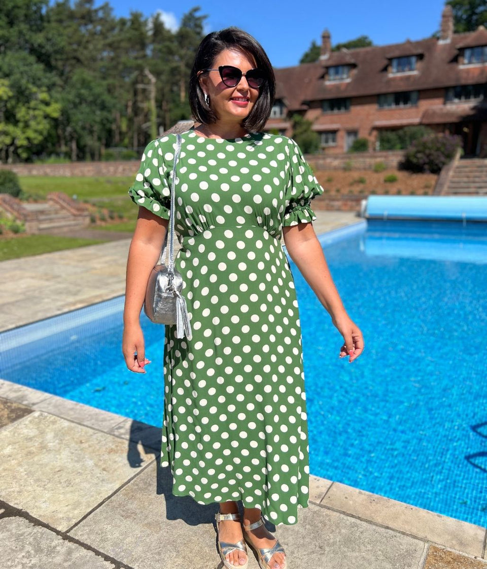 Green Spotted Mela Midi Dress