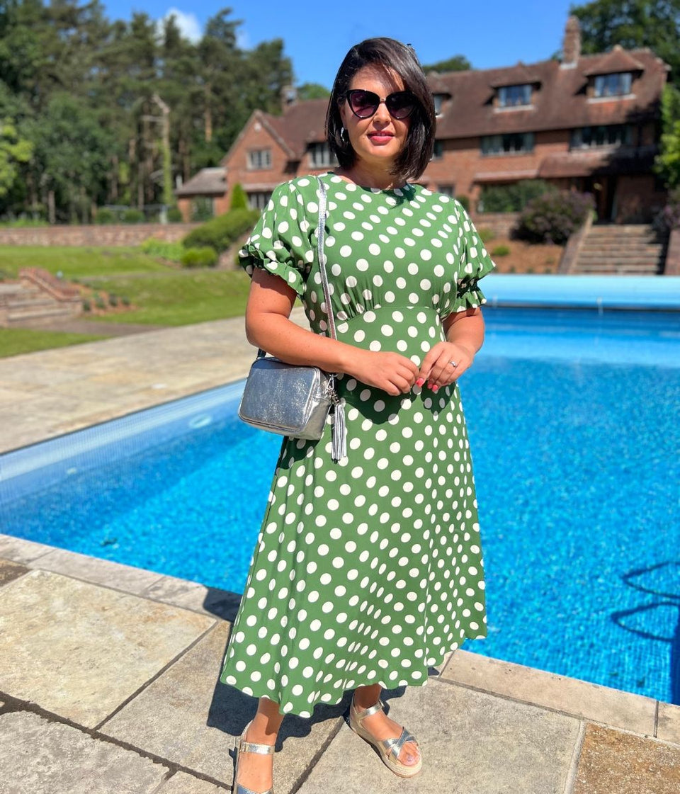 Green Spotted Mela Midi Dress