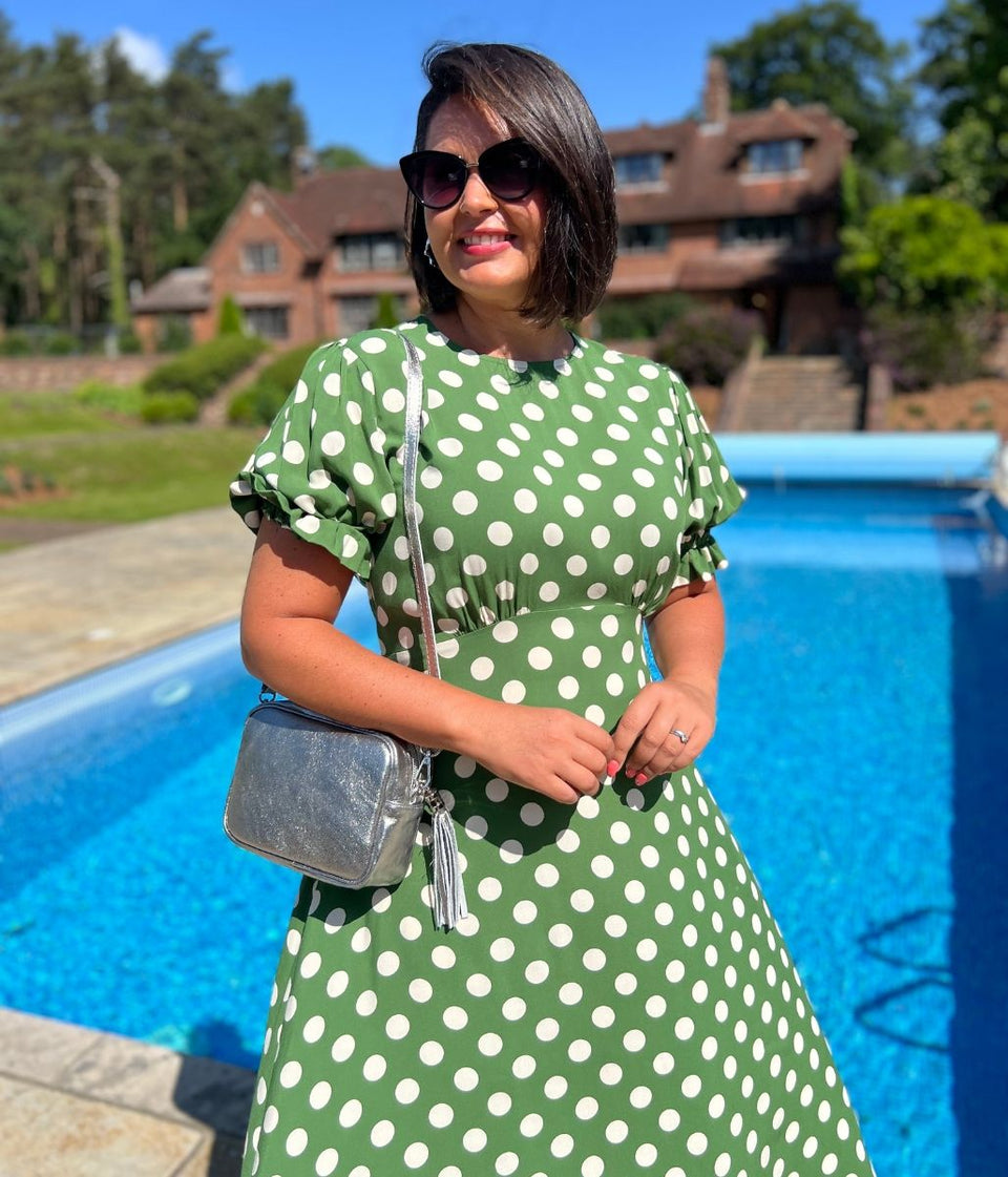 Green Spotted Mela Midi Dress