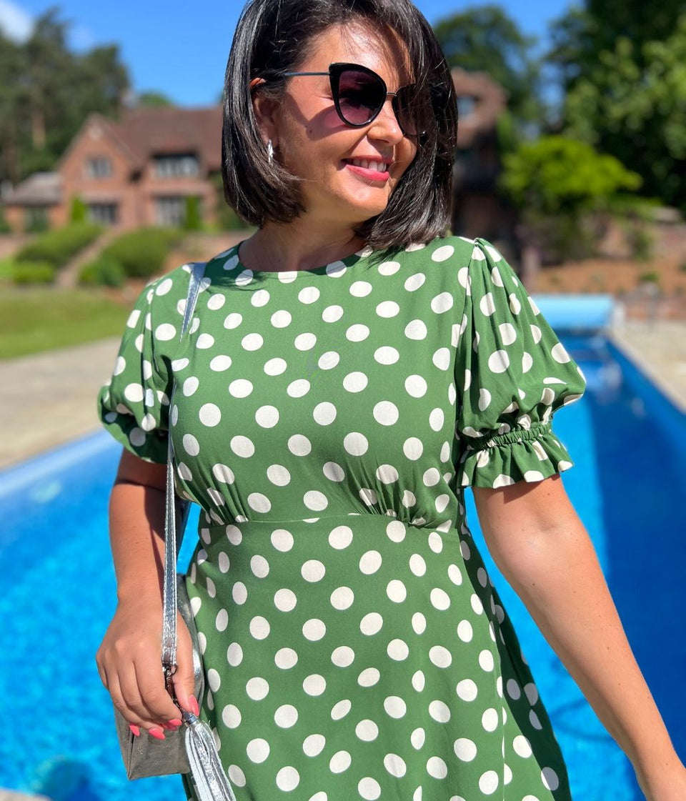Green Spotted Mela Midi Dress
