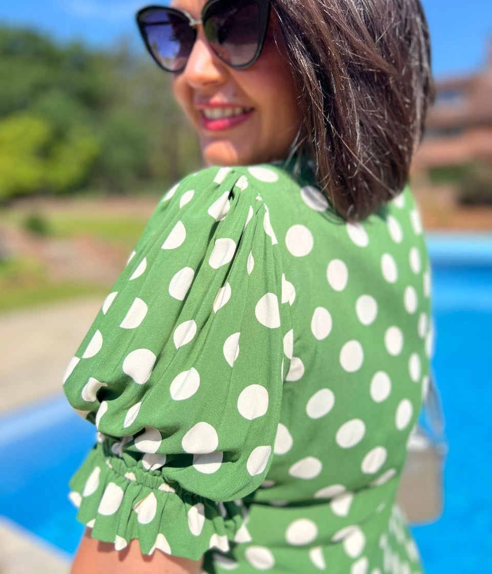Green Spotted Mela Midi Dress
