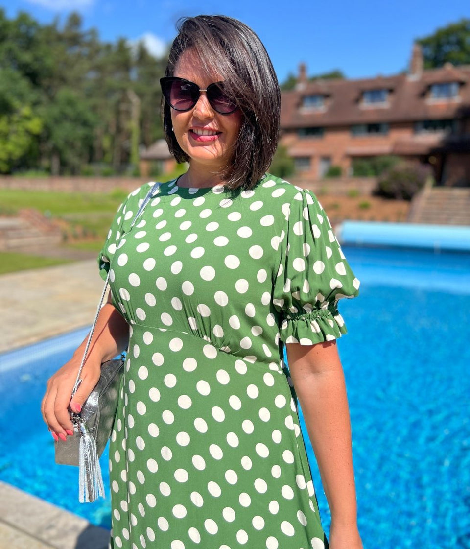 Green Spotted Mela Midi Dress